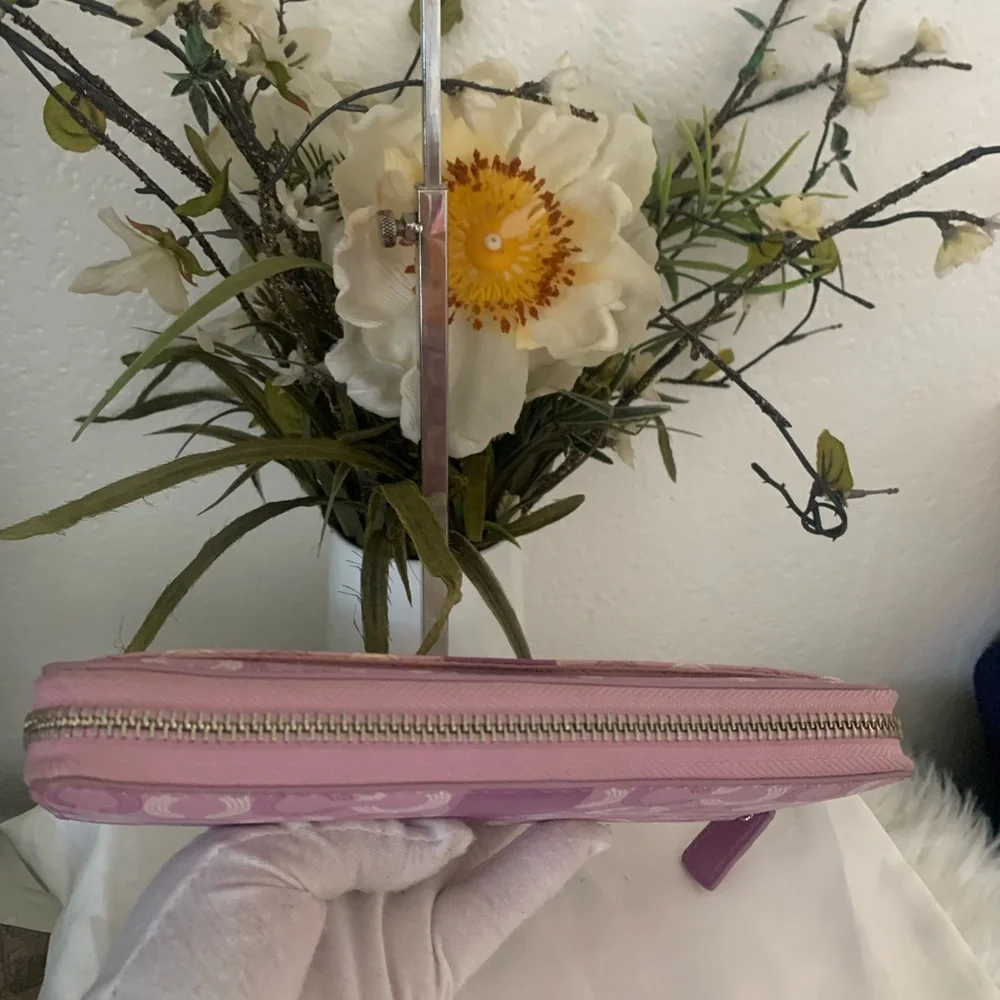 Y2K Coach Long Accordion Signature Lavender and White Wallet